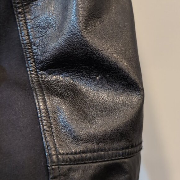 Guess Genuine Lamb Leather Moto Jacket Knit Padded Black Biker Motorcycle Coat - Picture 11 of 15